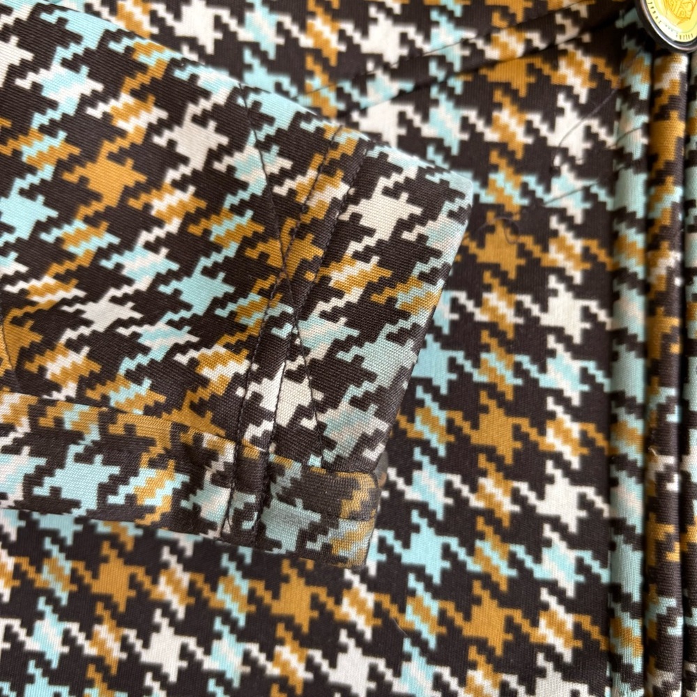 Burton Houndstooth Brown & Teal Full Zip Fleece Lined Jacket Womens Small - Picture 7 of 10